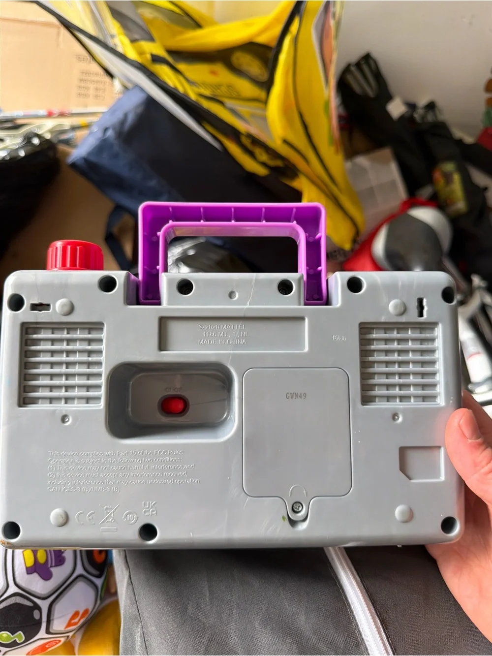 Fisher-Price Gray Boombox Toy with Red, Purple & Blue Accents